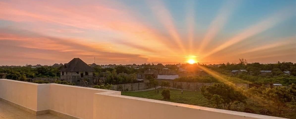 Sunset over Watamu, seen from the rooftop terrace